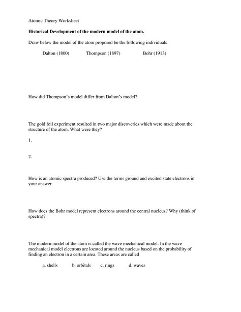 Atomic Theory and Structure Review worksheet | Live Worksheets ...