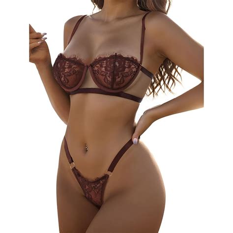 4 Mo Finance Dlsave Sexy Lingerie For Women Eyelash Lace Mesh Matching Bra And Panty Sets