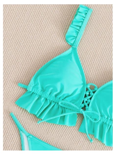 Ba Ador Bikini Con Tanga Triangular Ribete Con Fruncido