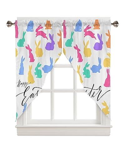 Easter Swag Valance Curtains Hello Spring Watercolor Tulip Flowers