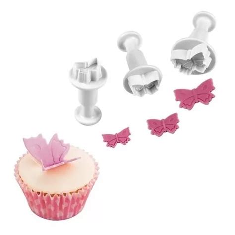 Set 3 De Cortantes Expulsor Mariposa Mediana Cookie Fondant MercadoLibre