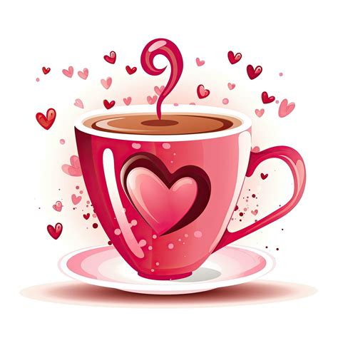 Cup Of Coffee With Heart Shape Valentine S Day Illustration Coffee