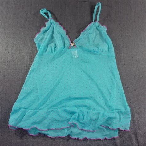 Intimates Sleepwear Rampage Med Light Bluepink Sexy Mesh Lingerie Top Shirt Blouse See Thru