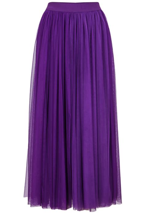 Purple Elastic Waist Pleated Skirt Pleated Skirt Skirts Pleated