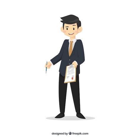 Free Vector Flat Salesman Character Holding Contract Document