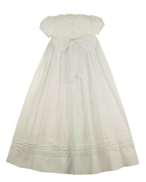 Sarah Louise Ivory Batiste Smocked Christening Gown With Ruffles And