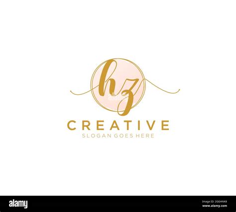 Hz Feminine Logo Beauty Monogram And Elegant Logo Design Handwriting