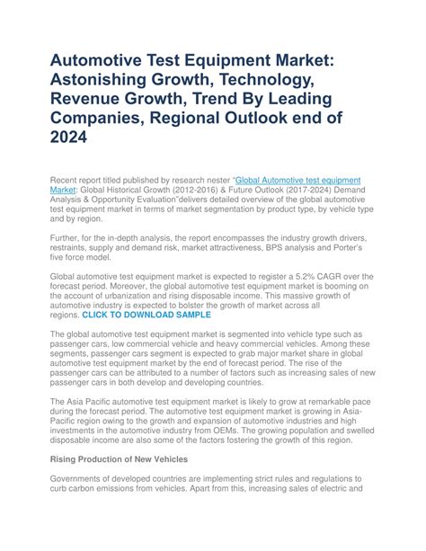 Ppt Automotive Test Equipment Market Astonishing Growth Technology