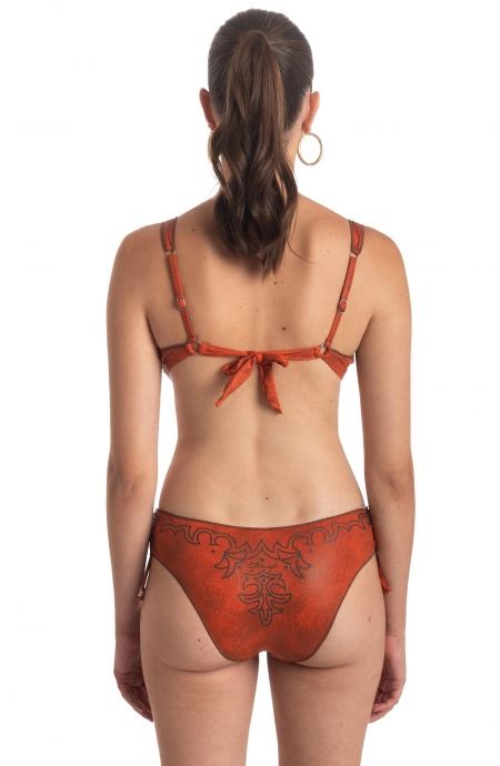 Bikini Brassiere Rodeo 3D Taglia S Colore Arancio Slip Medio Copertura Media