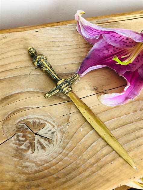 Antique Brass Knight Letter Opener Etsy