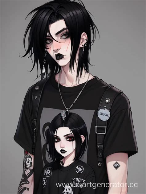 Edgy Goth Character with Lip Piercing in Stylish Black Ensemble | AI ...