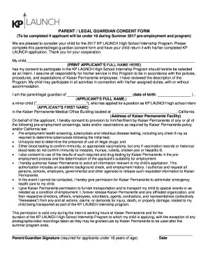 Fillable Online Rosemont Scusd Consent Form Kaiser Permanente Share