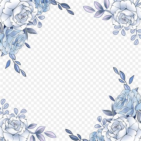 Blue Roses Border Hd Transparent Blue Gold Floral Flowers Blue Rose