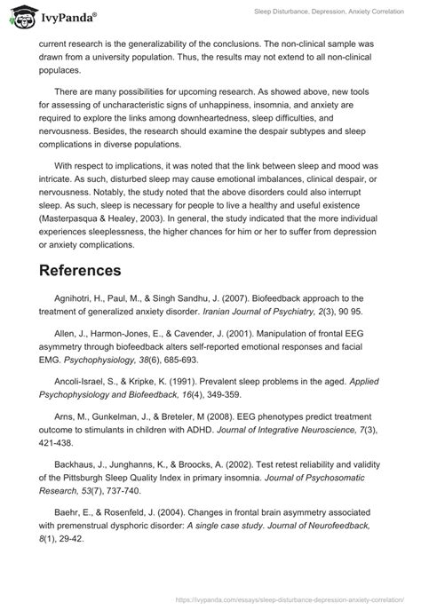 Sleep Disturbance Depression Anxiety Correlation 1649 Words