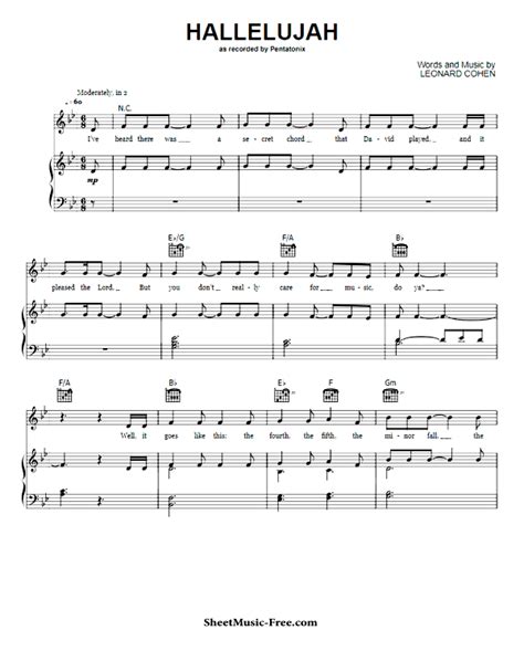 Hallelujah Sheet Music Pentatonix - ♪ SHEETMUSIC-FREE.COM