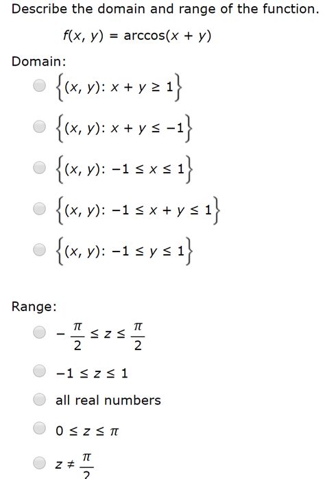 Solved Describe The Domain And Range Of The Function F X Chegg