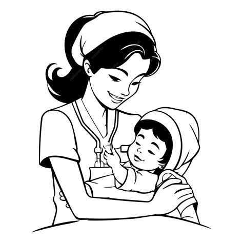 Premium Vector | Nurse with a newborn baby Vector illustration in ...