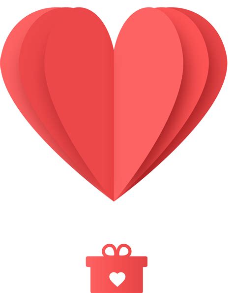 Red Heart Hot Air Balloon Paper Cut Heart Shaped Hot Air Balloon 10975842 PNG
