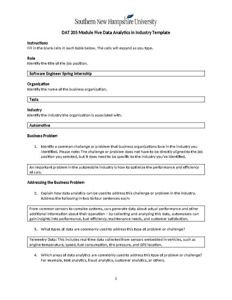 DAT 205 Module Five Data Analytics In Industry Template The Cells