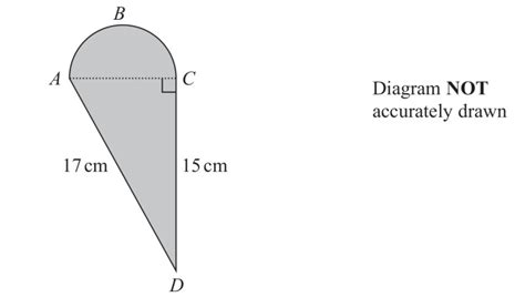 Solved The Diagram Shows A Shaded Shape Abcd Made From A Semicircle