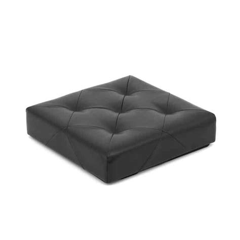 Luxury Black Leather Square Ottoman | RimeHome