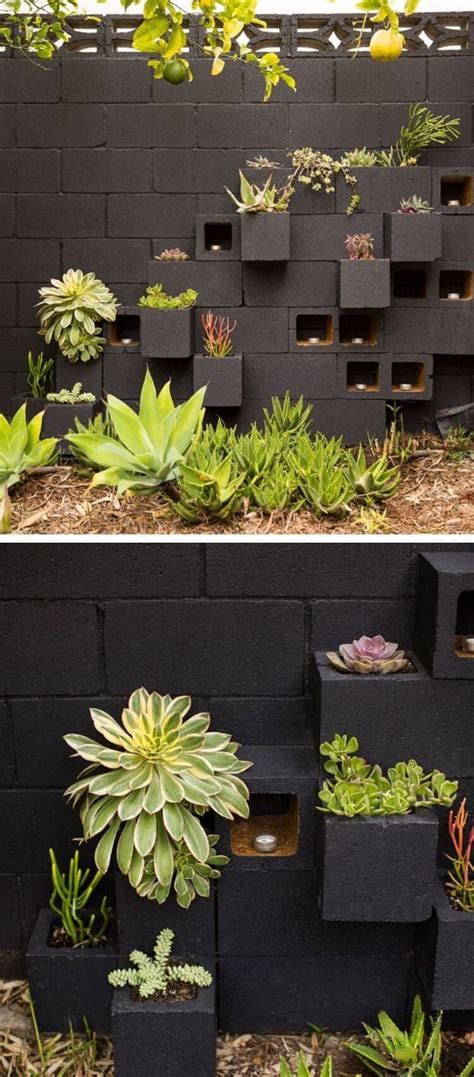 Cinder Block Succulent Wall Ideas