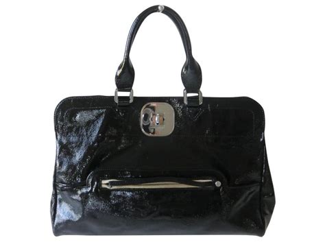 Longchamp sac à main Lonchamp modèle Gatsby Cuir vernis Noir ref 201272