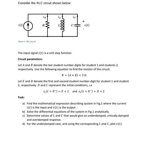 Consider The Rlc Circuit Shown Below Figure 1 Rlc