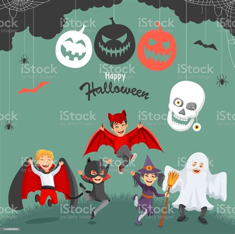 Halloween Party Trick Or Treaters Poster Stock Illustration Download