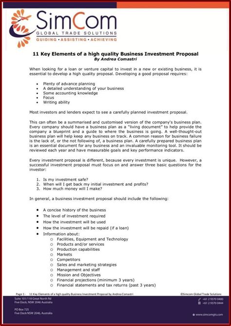 Real Estate Investment Proposal Template Pdf - Template 2 : Resume ...