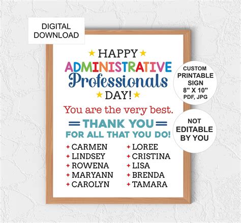 Personalised Administrative Professionals Day Sign Printable