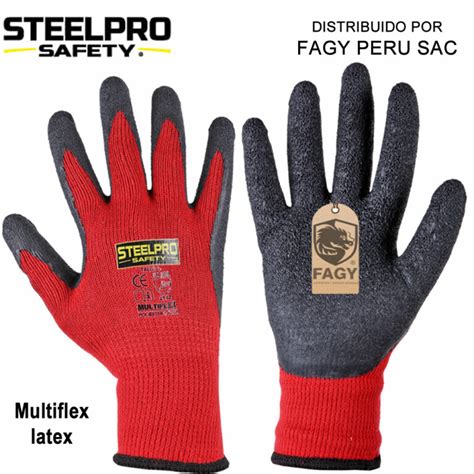 Guante Multiflex Latex Rojo Steelpro FAGY PERU Venta De EPPs