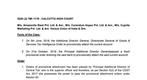 Fresh Provisional Attachment Under Gst