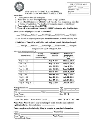 Fillable Online Co Henry Ga One Registration Form Per Participant Co