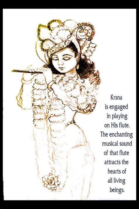 Krishna Flute Player Sepia Pencil Illustration Syamarts Devotional Wall ...