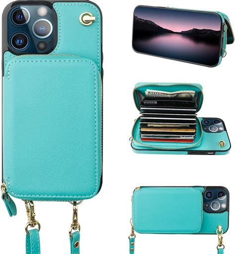 Bocasal Crossbody Wallet Case For Iphone 13 Pro Max Rfid