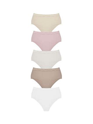 Cottonhill Karışık Basic Yüksek Bel Lazer Kesim Bikini Külot 5 li S4O177Z8 M0T LCW