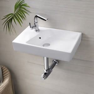 Kemjo Vento Bwb Ceramic White Wall Hung Wash Basin With Waste