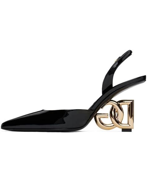 Dolce Gabbana Dolce Gabbana Black Patent Leather Slingback Heels Lyst