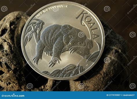 Investment Pure Silver Coin Australian 1 Dollar Koala Stock Image