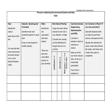 Free Sample Risk Assessment Forms In Pdf Ms Word Xls Hot Sex