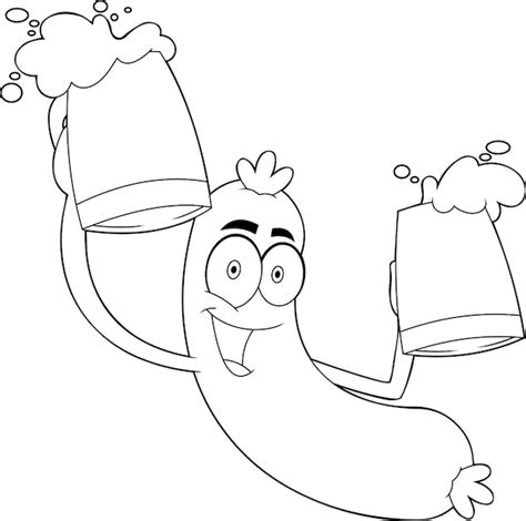 Premium Vector Outlined Happy Sausage Cartoon Character Holding Two