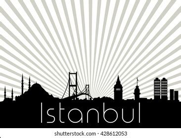 Istanbul Turkey Skyline Silhouette Black White