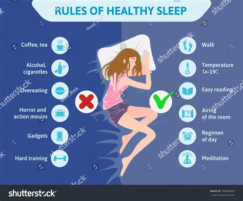 Rules Healthy Sleep Infographics Illustration Cute Stock Illustration