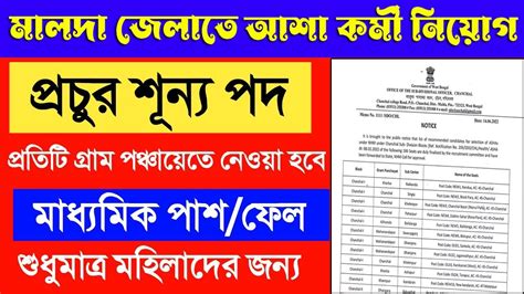 Asha Karmi Recruitment Asha Worker Recruitment I Malda Asha