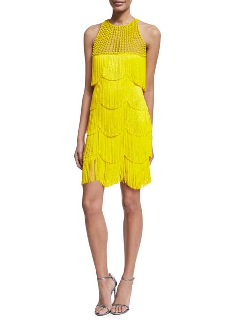 Naeem Khan Beaded Fringe Sleeveless Cocktail Dress Bergdorf Goodman