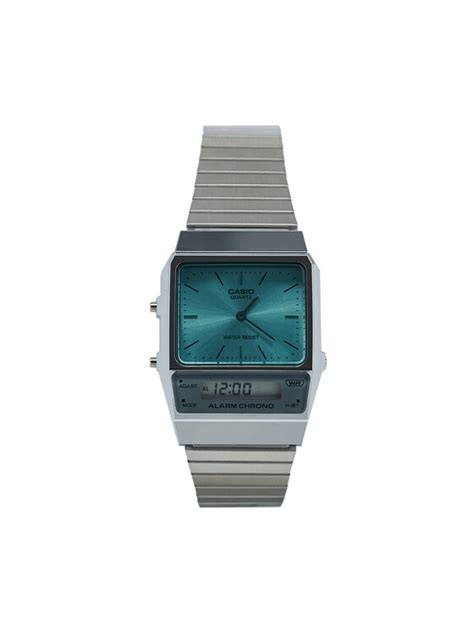 Casio Zegarek Vintage Maxi Aq Ec Aef Srebrny Modivo Pl