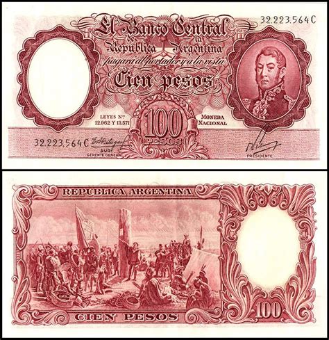 Argentina 100 Pesos 1954 1968 Nd It Is A Brown And Green Banknote