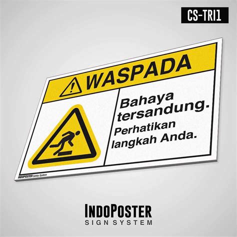 Jual Safety Sign Rambu K3 PVC ANSI Bahaya Tersandung Perhatikan Langkah