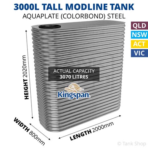 3000 Litre Tall Modline Aquaplate Steel Water Tank 3000l Kingspan Tank 800x2000x2020mm